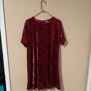 Chic Soul Red Velvet Mini Dress